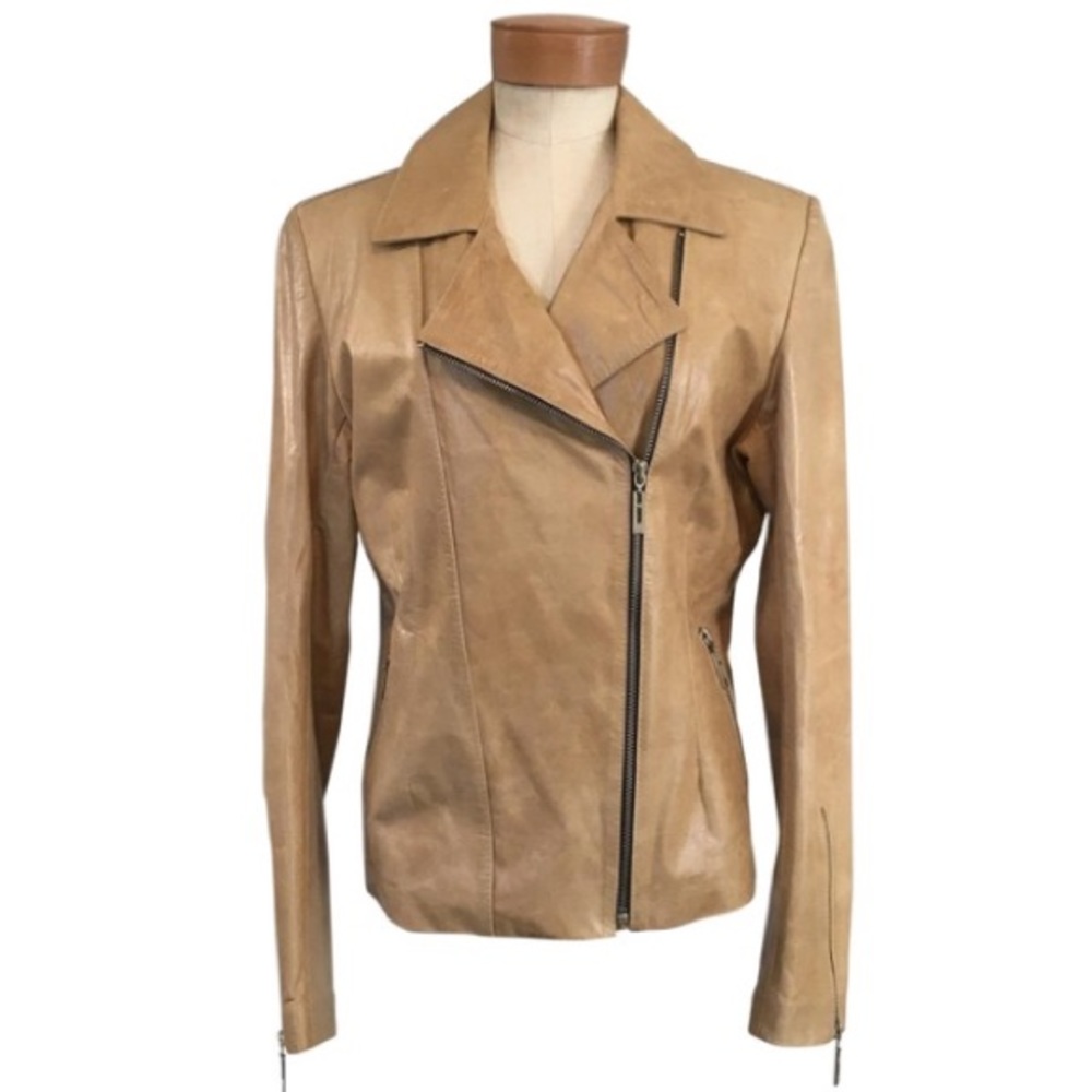 Tan Leather Moto Jacket